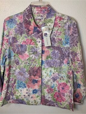 Rebecca Malone Pastel Floral Quilted Jacket in Lavender, Pink and Blue